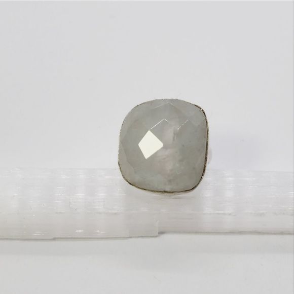 Rainbow Moonstone Gemstone Handmade Woman Ring US 7.75 Jewelry - Picture 3 of 4